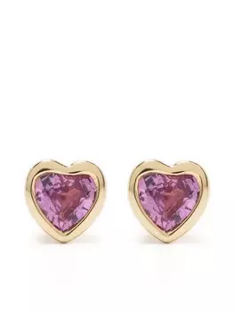 Серьги-гвоздики Heart из желтого золота с сапфиром Ef Collection, золотой