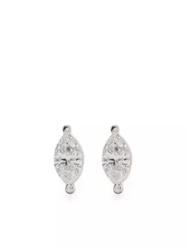 Серьги-гвоздики из белого золота с бриллиантами Ef Collection, серебряный