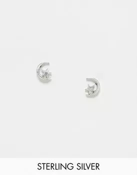 Серьги-гвоздики Kingsley Ryan из стерлингового серебра с луной и звездами