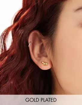 Серьги-гвоздики Lost Souls из нержавеющей стали со звездами из 18-каратного золота