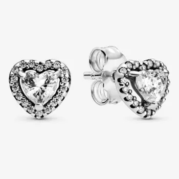 Серьги-гвоздики Pandora Elevated Heart, серебро