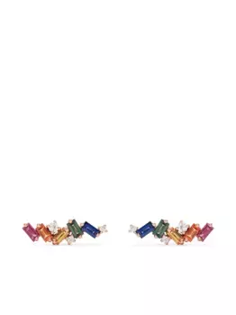 Серьги-гвоздики Rainbow Zigzag из розового золота с бриллиантами Suzanne Kalan, золотой