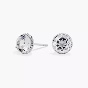 Серьги-гвоздики с белым топазом в виде веревки из стерлингового серебра (7 мм) Blue Nile