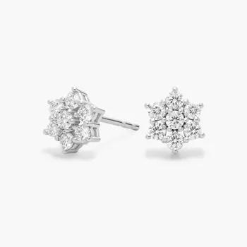 Серьги-гвоздики с бриллиантами Fleur из 14-каратного белого золота (1/2 карата) Blue Nile