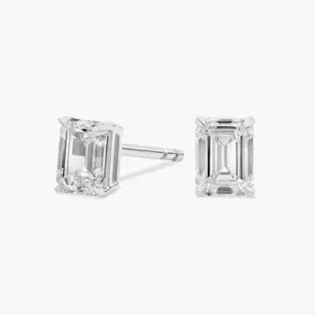 Серьги-гвоздики с бриллиантами изумрудной огранки из платины (3/4 карата, Tw. - HI / SI1-SI2) Blue Nile