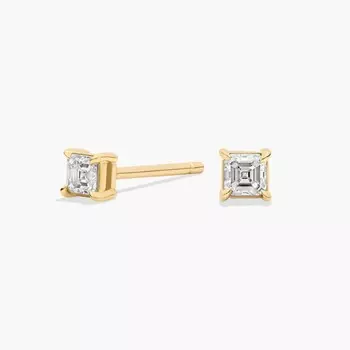 Серьги-гвоздики с бриллиантами огранки Asscher из желтого золота 14 карат (1/4 карата, чистота - HI / SI1-SI2) Blue Nile