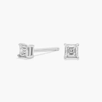 Серьги-гвоздики с бриллиантами огранки Asscher из 14-каратного белого золота (1/4 карата, чистота - HI / SI1-SI2) Blue Nile