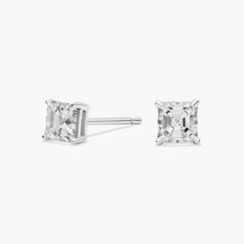 Серьги-гвоздики с бриллиантами огранки Asscher из платины (1/2 карата, Tw. - HI / SI1-SI2) Blue Nile