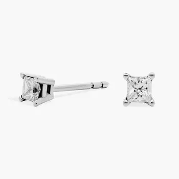 Серьги-гвоздики с бриллиантами огранки «принцесса» из платины (1/4 карата, два тона — HI / SI1-SI2) Blue Nile
