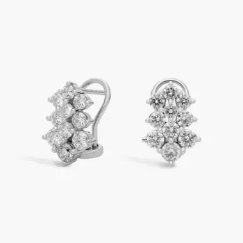 Серьги-гвоздики с бриллиантами в шахматном порядке из 14-каратного белого золота (2 1/6 карата) Blue Nile