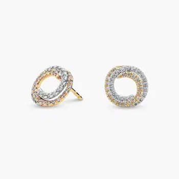 Серьги-гвоздики с бриллиантами в виде двухцветных завитков из 14-каратного желтого и белого золота (1/2 карата) Blue Nile