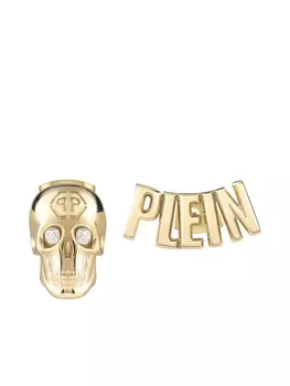 Серьги-гвоздики с черепом и логотипом Philipp Plein, золотой