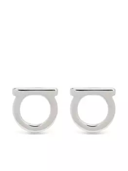 Серьги-гвоздики с декором Gancini Ferragamo, серебряный