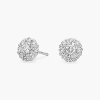 Серьги-гвоздики с двойным ореолом из 14-каратного белого золота с бриллиантами (1/2 карата) Blue Nile