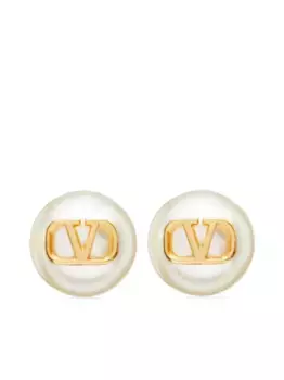 Серьги-гвоздики с логотипом VLogo Signature и жемчугом VALENTINO GARAVANI, нейтральный