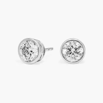 Серьги-гвоздики с выращенными в лаборатории бриллиантами из белого золота 14 карат (2 карата, два карата - FG / VS2-SI1) Blue Nile