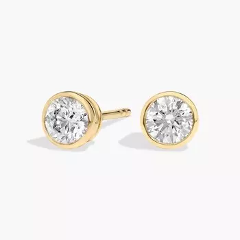 Серьги-гвоздики с выращенными в лаборатории бриллиантами в оправе из желтого золота 14 карат (3/4 карата, два карата - FG / VS2-SI1) Blue Nile