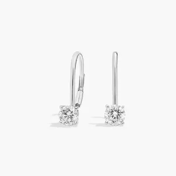 Серьги-гвоздики с застежкой-молнией и скрытым ореолом из платины (3/4 карата, два цвета - HI / SI1-SI2) Blue Nile
