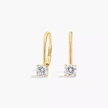 Серьги-гвоздики с застежкой-молнией и скрытым ореолом из желтого золота 14 карат (3/4 карата, два цвета - HI / SI1-SI2) Blue Nile