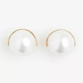 Серьги H&M Bead, белый/золотой