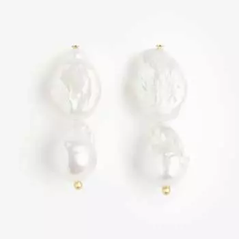 Серьги H&M Gold-plated Pearl Pendant, белый