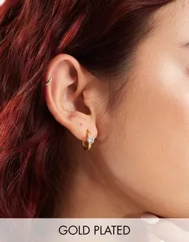 Серьги-хагги из нержавеющей стали Lost Souls с пасьянсом, покрытие из 18-каратного золота