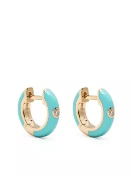 Серьги-хагги из желтого золота с бриллиантами и эмалью Ef Collection, золотой