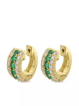 Серьги-хагги Lola из желтого золота с бриллиантами и изумрудами Anita Ko, золотой