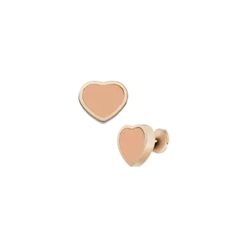 Серьги happy hearts, этичное розовое золото, розовый камень Chopard