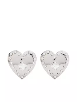 Серьги Heart с кристаллами Alessandra Rich, серебряный