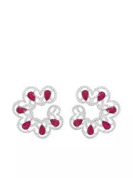 Серьги из белого золота с бриллиантами и рубинами HYT Jewelry, белый