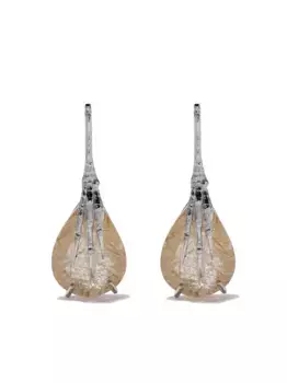 Серьги из белого золота с кварцем Wouters & Hendrix Gold, серебяный