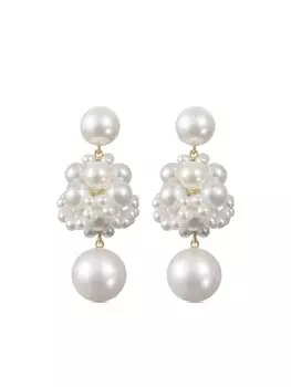 Серьги из переработанного желтого золота 14 карат с пресноводным жемчугом Дора Sophie Bille Brahe, золотой