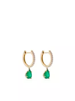 Серьги из желтого золота 18 карат с изумрудами и бриллиантами Anita Ko, золотой