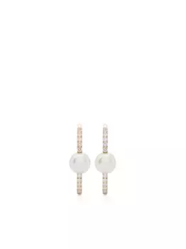 Серьги из желтого золота с бриллиантами и жемчугом Akoya Mizuki, золотой