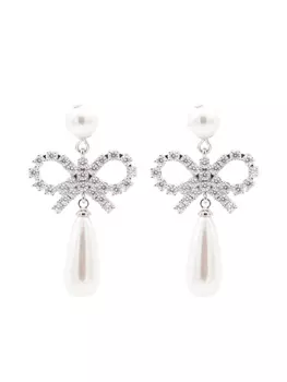 Серьги-капельки в форме банта Self-Portrait, серебряный