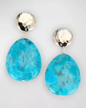 Серьги-капли из серебра и бирюзы NEST Jewelry, цвет Turquoise