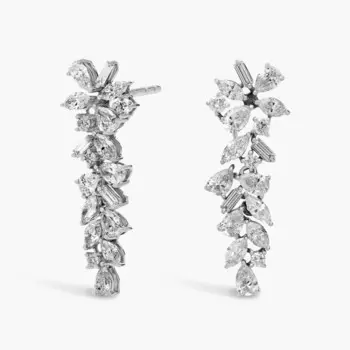 Серьги-капли с бриллиантовыми лепестками из белого золота 14 карат (1 1/2 карата) Blue Nile