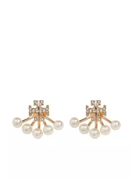 Серьги Kira с жемчугом спереди и сзади Tory Burch, золотой