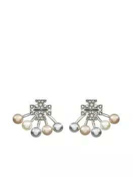 Серьги Kira с жемчугом спереди и сзади Tory Burch, серебряный