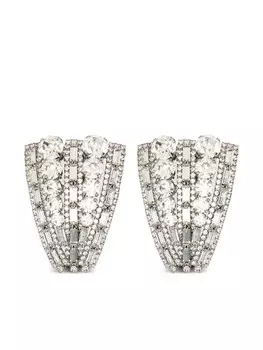 Серьги-клипсы из хрустальной латуни Alessandra Rich, серебряный