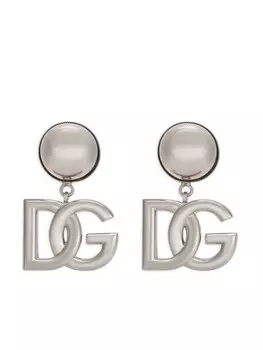 Серьги-клипсы KIM DOLCE&GABBANA с логотипом DG Dolce & Gabbana, серебряный