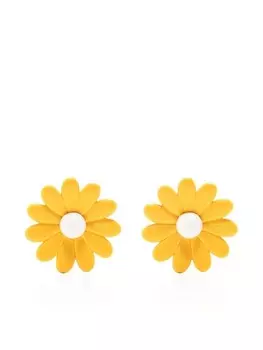 Серьги-клипсы с цветочным декором Moschino, желтый