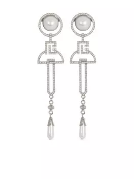 Серьги-клипсы в стиле ар-деко Balmain, серебряный