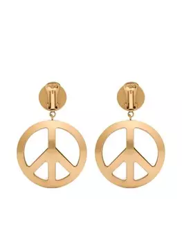 Серьги-клипсы в виде знака мира Moschino, золотой