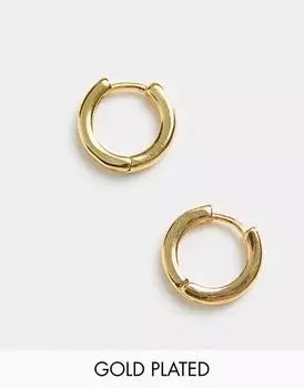 Серьги-кольца ASOS DESIGN диаметром 9 мм, пластина из 14-каратного золота