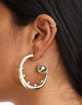 Серьги-кольца ASOS DESIGN Limited Edition с несколькими шариками и разноцветным металлическим дизайном