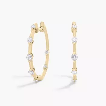 Серьги-кольца Blue Nile Studio Diamond Hoop из 18-каратного желтого золота (3/8 карата) Blue Nile
