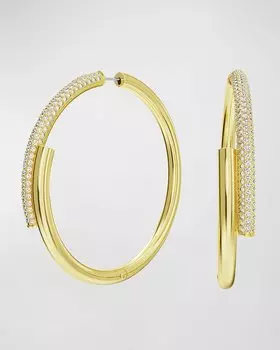 Серьги-кольца Dextera с кристаллами и паве-перекрестком SWAROVSKI, цвет Gold