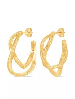 Серьги-кольца DOWER AND HALL с переплетенными звеньями и подвеской в виде бесконечности, золотой